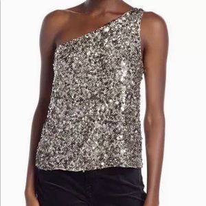 Joie Hedra one shoulder sequin top